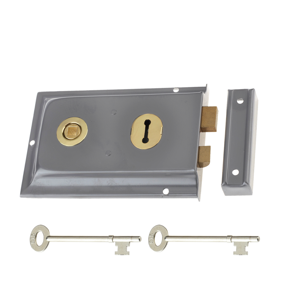 YALE 334 2 Lever Double Handed Rimlock - GREY Visi