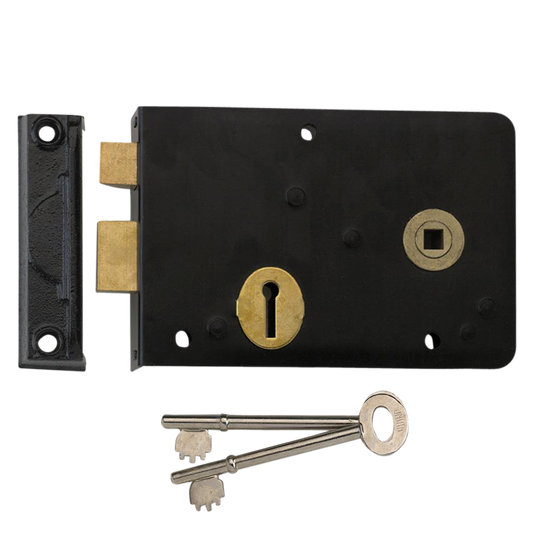 UNION 1439 3 Lever Double Handed Rimlock - 152mm BLK RH Boxed