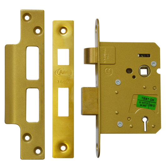 ASEC 3 Lever Sashlock - 76mm PB KD Boxed