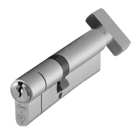 ASEC Kite BS 1 Star Kitemarked Euro Key & Turn Cylinder - 100mm 45/T55 (40/10/T50) KD NP Visi