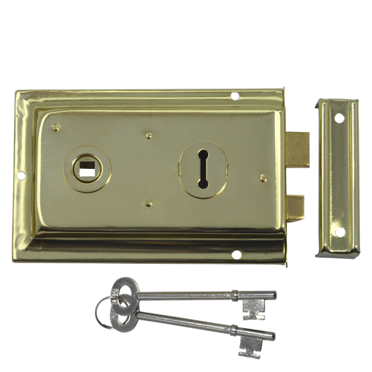 ASEC 1 Lever Double Handed Flanged Rimlock - 150mm - Brass