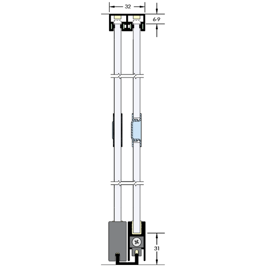 ASEC Sliding Glass Door Gear - 1500mm