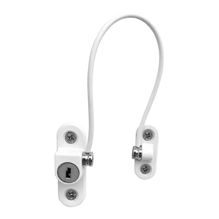 ASEC 200mm British Standard Mini Locking Cable Window Restrictor - White