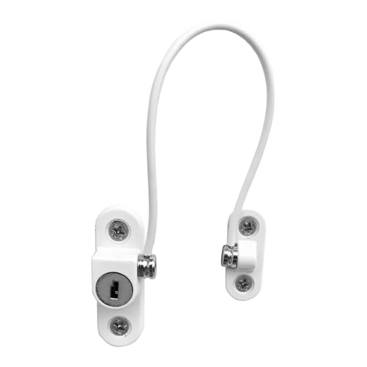 ASEC 200mm British Standard Mini Locking Cable Window Restrictor - White