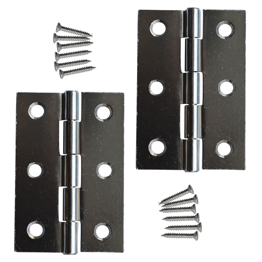 ASEC 75mm Button Tip Butt Hinges - Polished Chrome