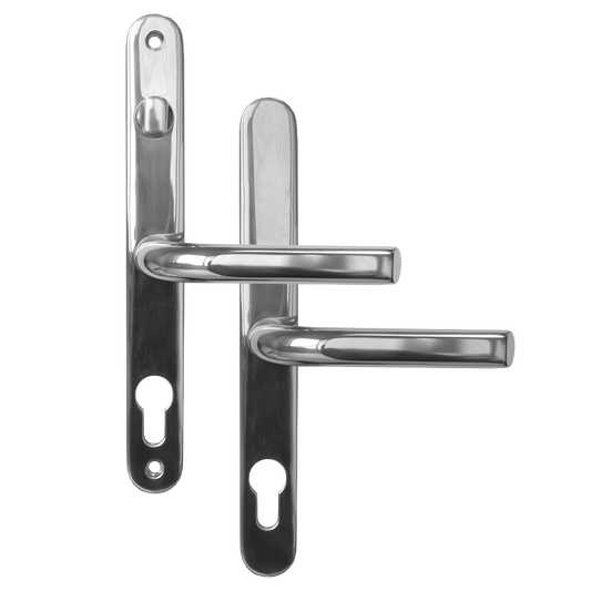ASEC 68mm Lever UPVC Door Furniture With Snib - Polished Silver