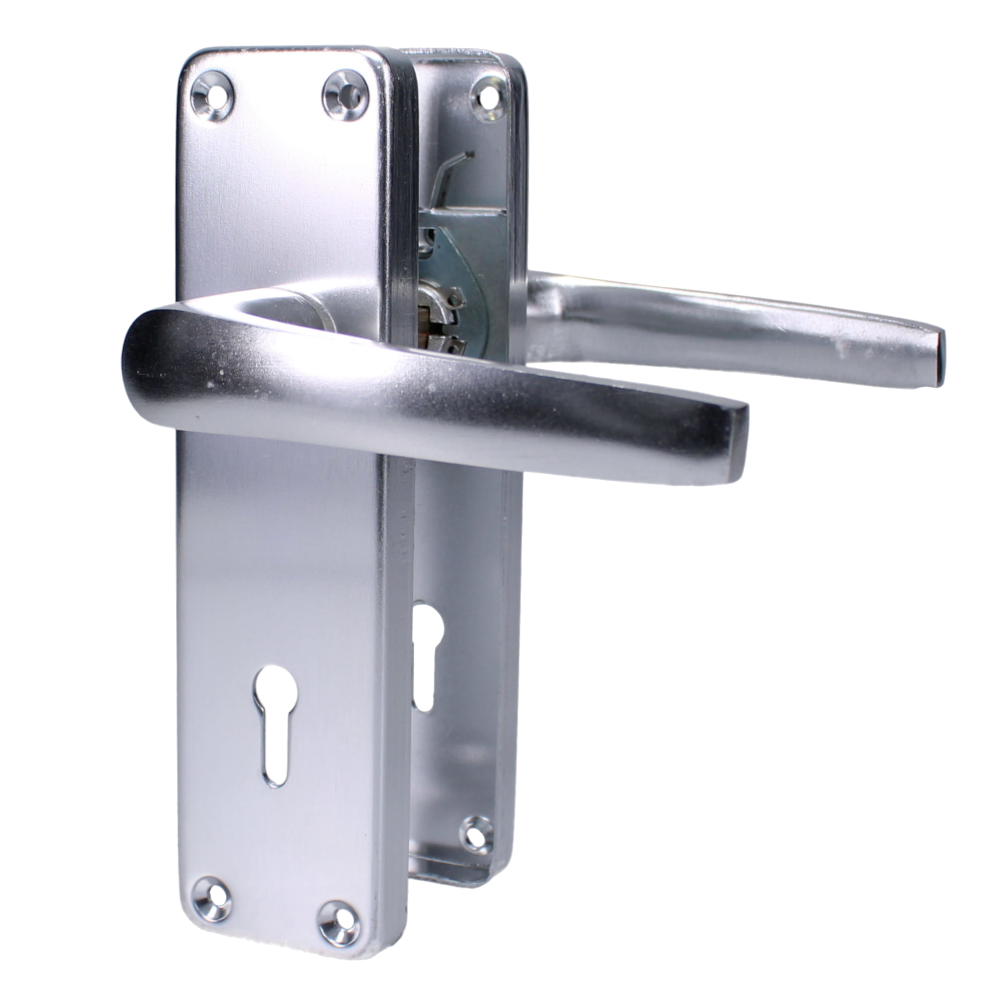 ASEC Stafford Plate Furniture Lever Lock Handle - Polished Anodised Aluminium
