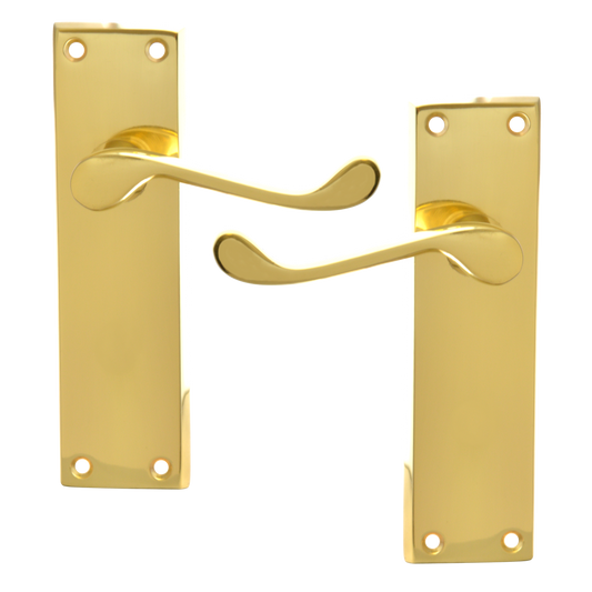 ASEC Victorian Scroll Plate Mounted Lever Furniture - PB Lever Latch Visi