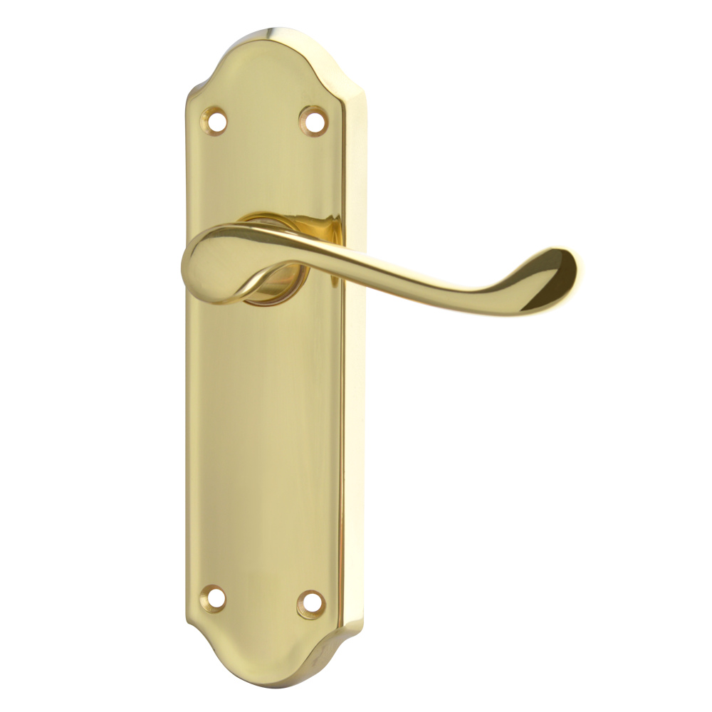 ASEC Ashstead Plate Mounted Lever Furniture - PB Long Plate Lever Latch Visi