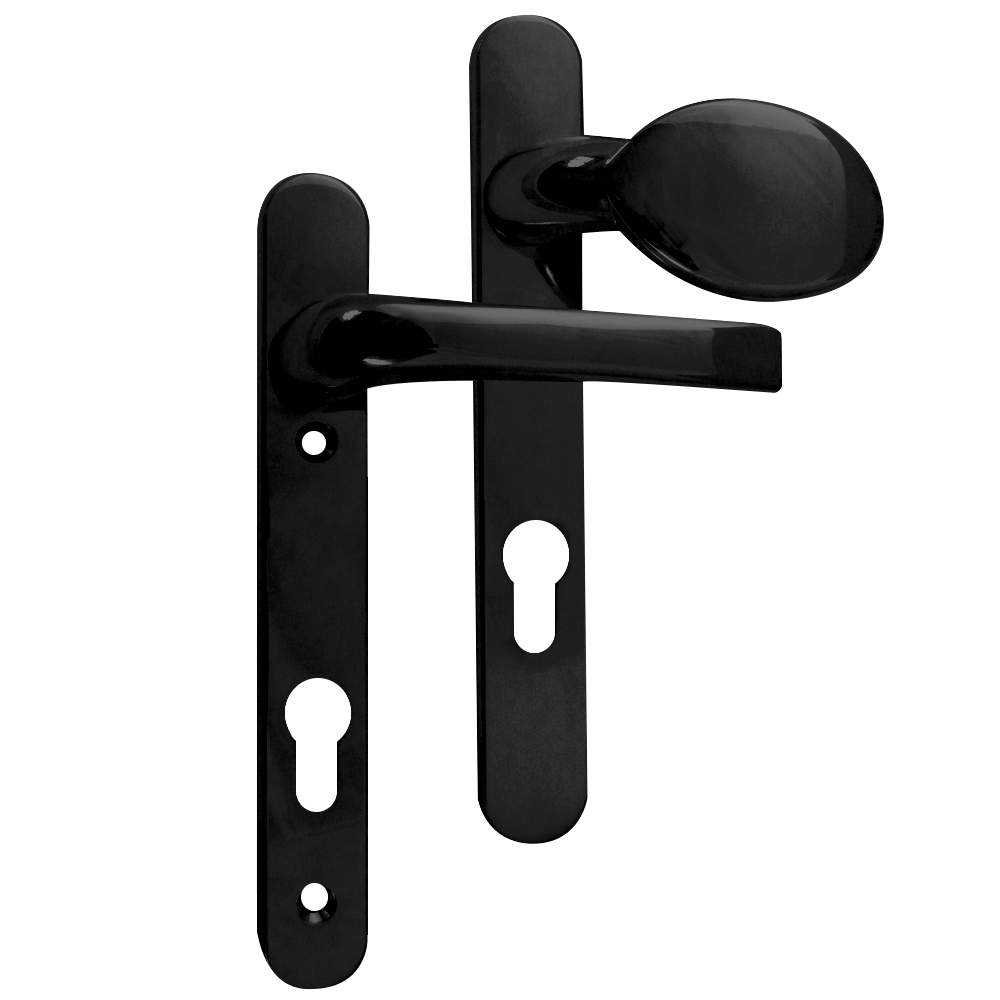 ASEC 92 Lever/Pad UPVC Furniture - 220mm Backplate - Black