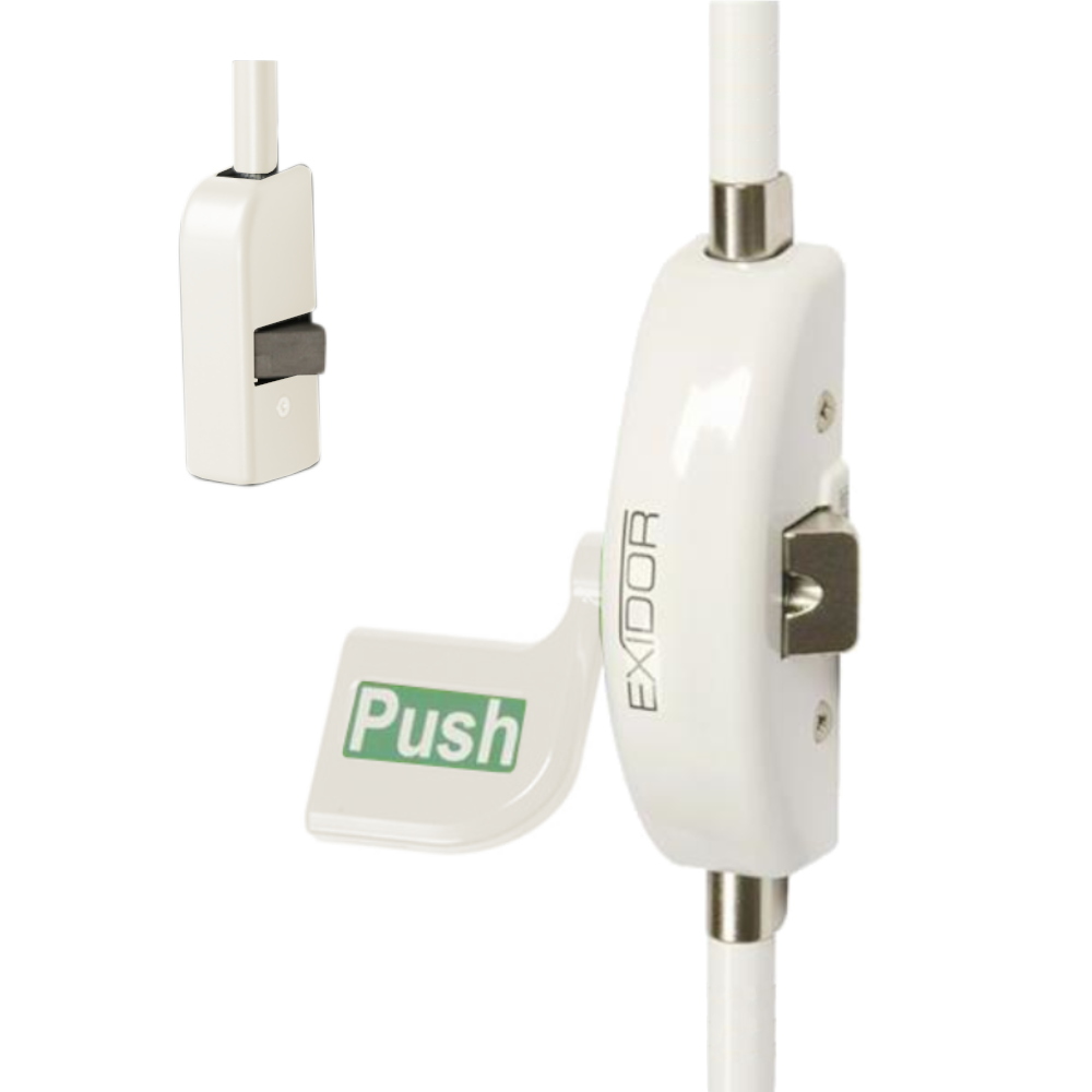 EXIDOR 523 3 Point Horizontal Pullman UPVC Door Panic Bolt - Pad - White
