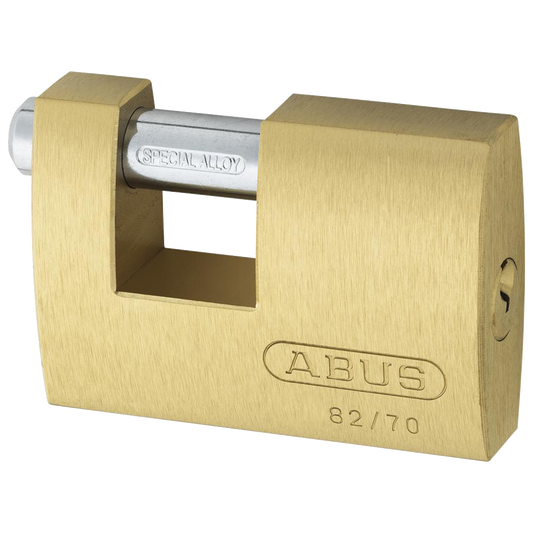 ABUS 82 Series Brass Sliding Shackle Shutter Padlock - 70mm KA (8514) 82/70 Boxed