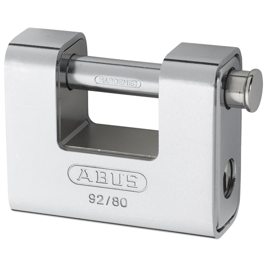 ABUS 92 Series Steel Clad Brass Sliding Shackle Shutter Padlock - 78mm KA (8522) 92/80 Boxed