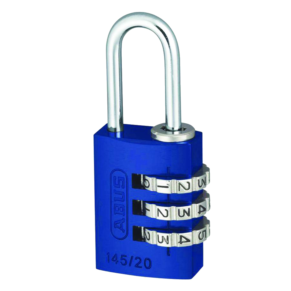ABUS 145 Series Coloured Aluminium Combination Open Shackle Padlock - 20mm Assorted Colours 145/20 Visi