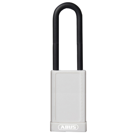 ABUS 74HB Series Long Shackle Lock Out Tag Out Coloured Aluminium Padlock - White