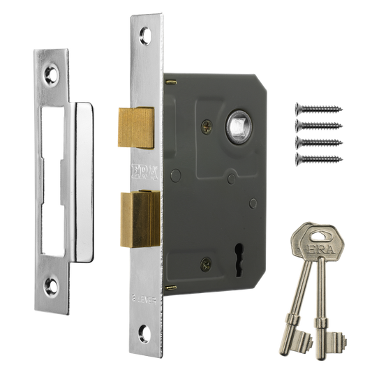 ERA 473 & 573 3 Lever Sashlock - 75mm Chrome Boxed
