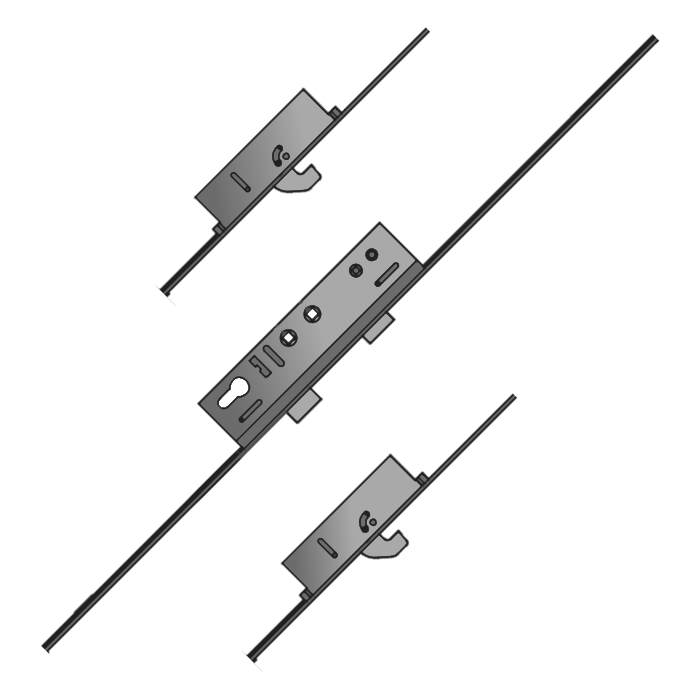 LOCKMASTER Lever Operated Latch & Deadbolt Twin Spindle - 2 Hook - 45/92-62