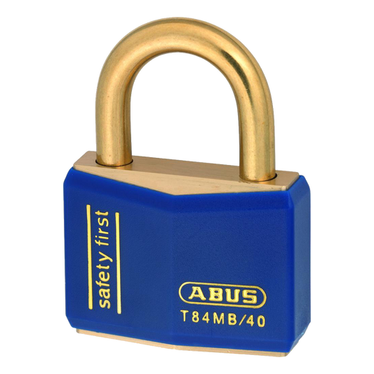 ABUS T84MB Series Brass Open Shackle Padlock - 43mm Brass Shackle KD (22717) Blue T84MB/40 Boxed