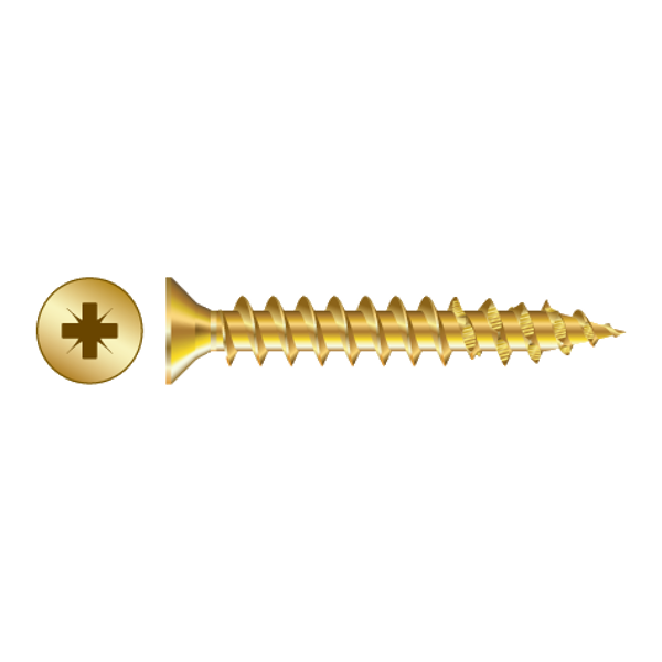 RAPIERSTAR Sharp Point Wood Screw - Countersunk - 3.5mm x 20mm - YP (Qty 200)