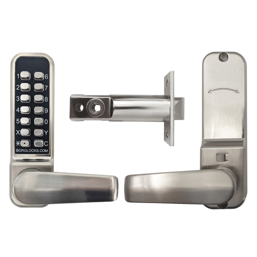 BORG LOCKS BL2401ECP Easicode Digital Lock With Optional Holdback - Satin Steel