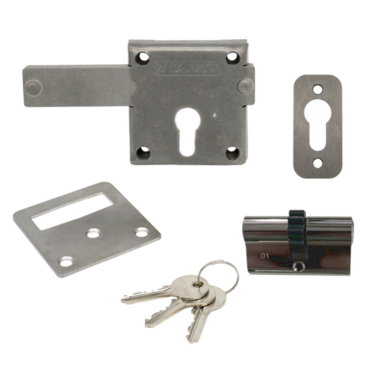GATEMASTER Long Throw Gate Locking Bolt With Cylinder - For Gates Up To 24mm Depth GLB