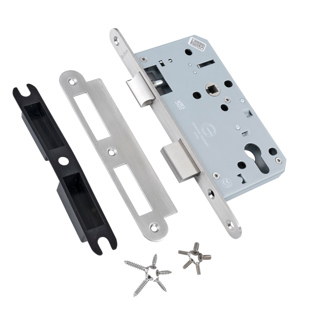 BRITON 5720 DIN Standard Euro Profile Sashlock Case 60mm Backset - Radius 5720.60.R.SS