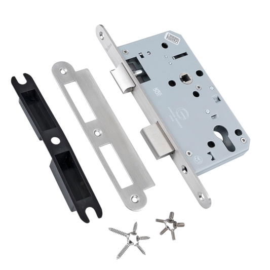 BRITON 5720 DIN Standard Euro Profile Sashlock Case 60mm Backset - Radius 5720.60.R.SS