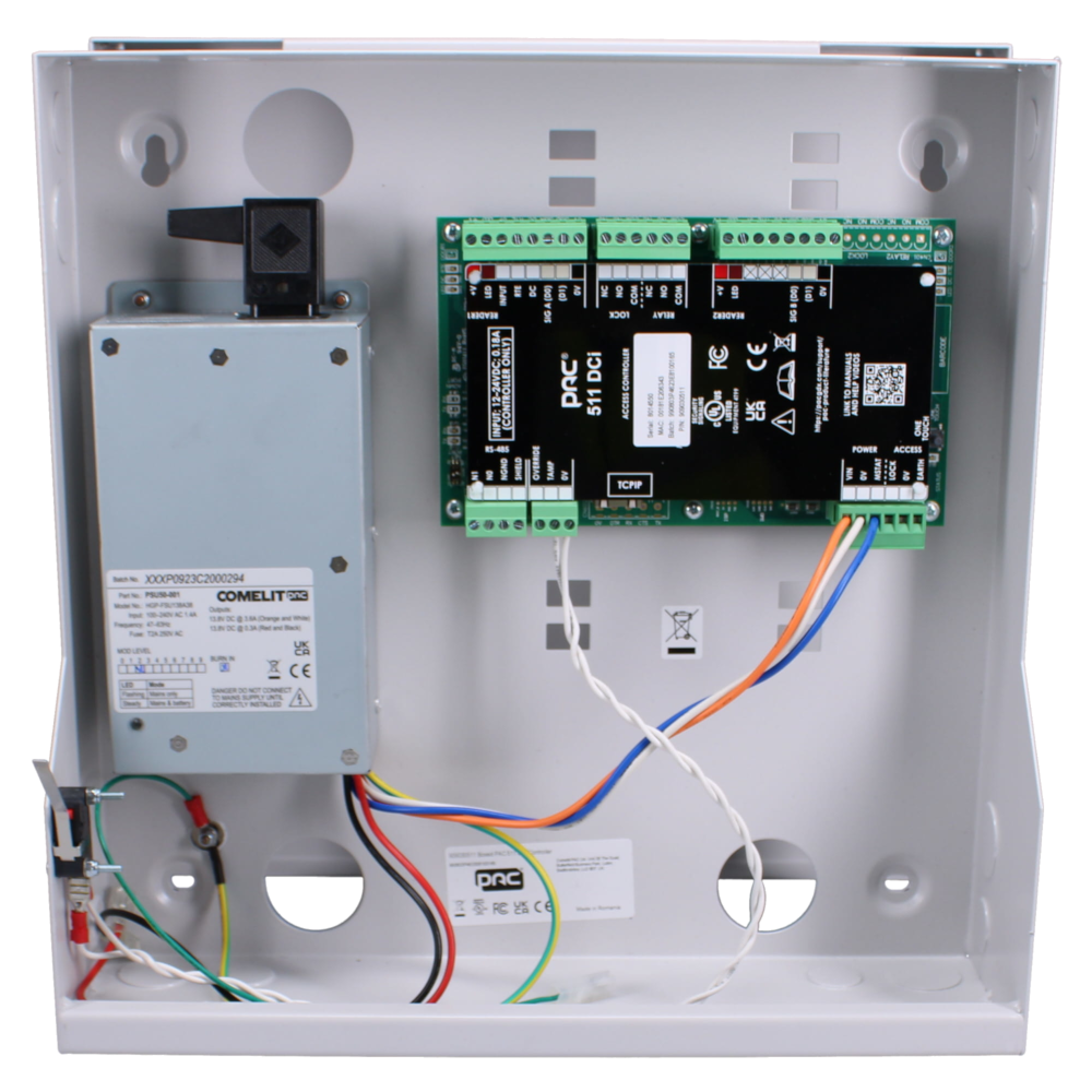 PAC 511 DCi Single Door IP Controller C/W 3.6A PSU 30511 - In Metal Cabinet