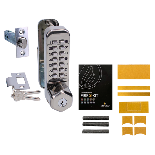 CODELOCKS CL255KO Series Digital Lock With Key Override - CL255KO SS With Fire Kit