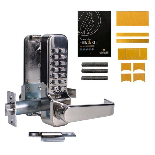 CODELOCKS CL415 Digital Lock With Tubular Latch - CL415 SS With Fire Kit