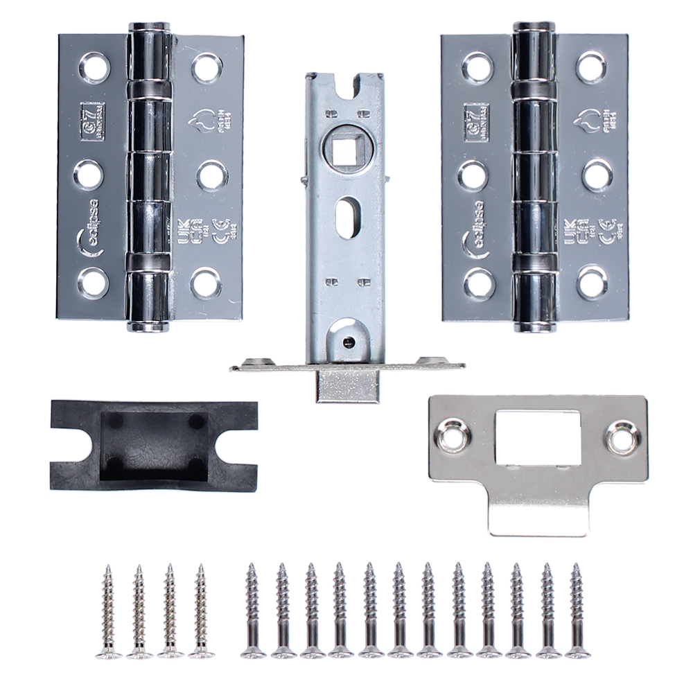 ECLIPSE Latch & Hinge Pack Fire Rated - Polished Chrome