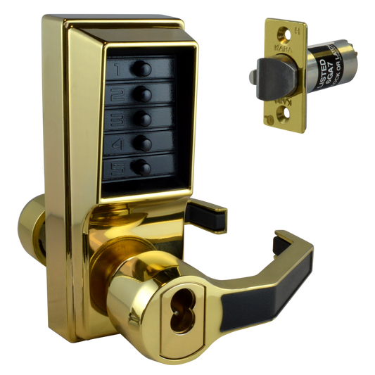 DORMAKABA Simplex L1000 Series L1041B Digital Lock Lever Operated With Key Override & Passage Set - PB RH With Cylinder LR104
