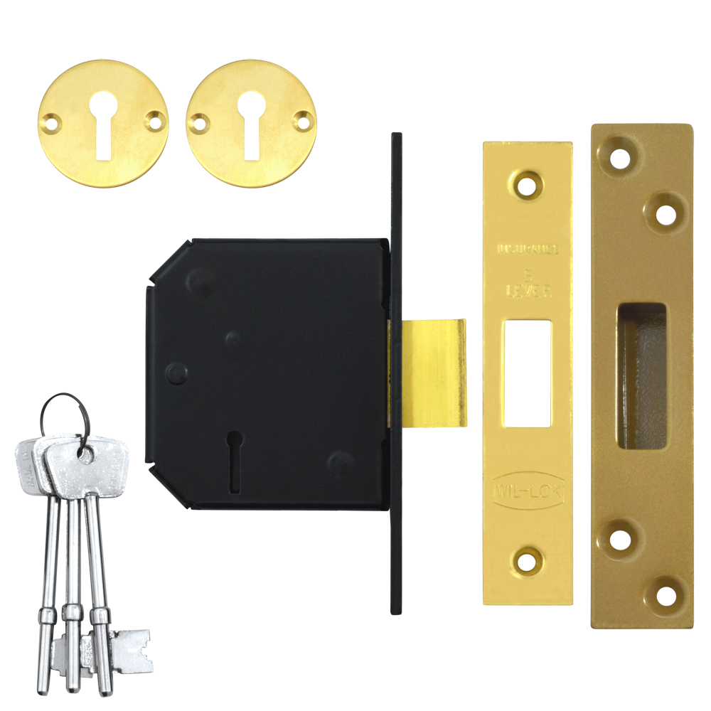 WILLENHALL LOCKS M1C 5 Lever Deadlock - 80mm PB KD Boxed