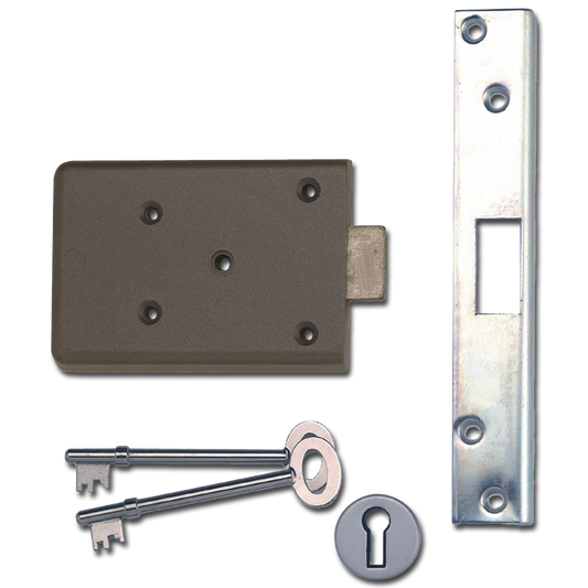 UNION J5D Trafalgar 5 Lever Rim Deadlock - 100mm SILVER