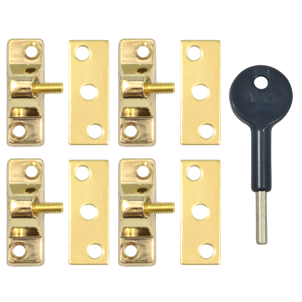 YALE 8K118 Casement Window Lock - 4 Pack - PB 4 Locks + 1 Key Visi