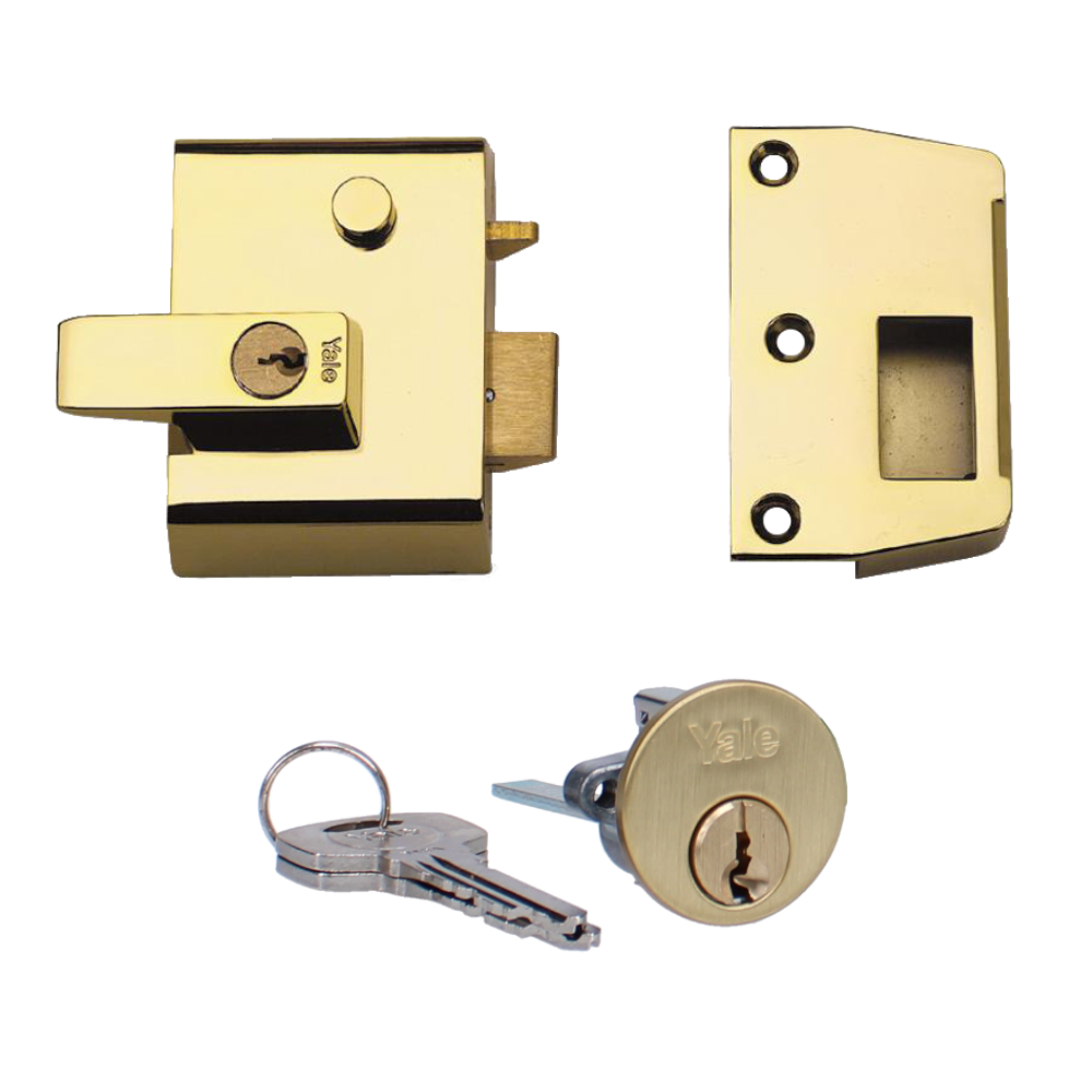 YALE No.1 & No.2 Auto Deadlocking Nightlatch - 40mm BLUX / PB Visi (P2)
