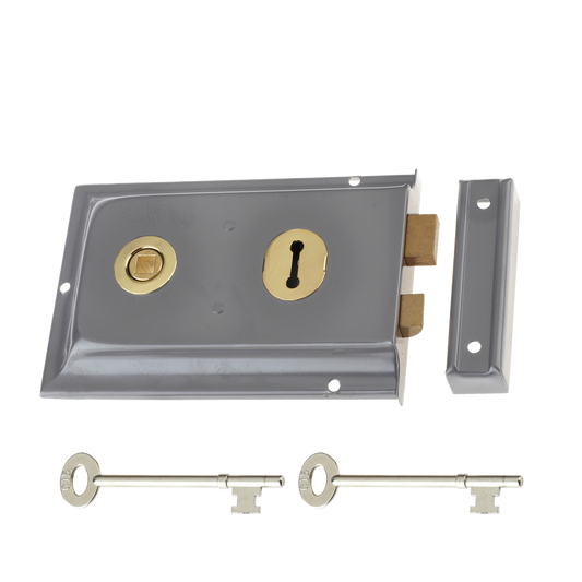 YALE 334 2 Lever Double Handed Rimlock - GREY Visi