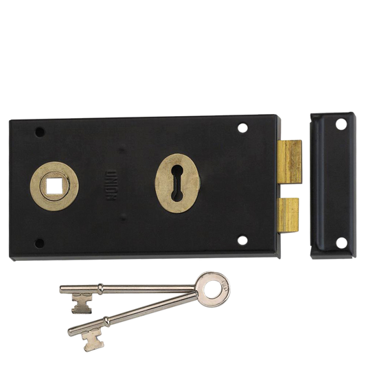 UNION 1448 1 Lever Double Handed Rimlock - 140mm BLK Boxed