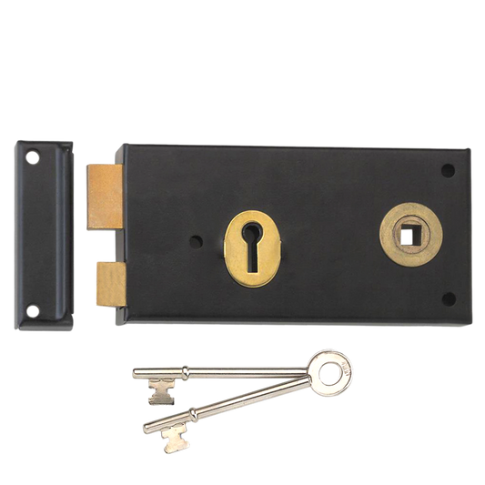 UNION 1465 3 Lever Double Handed Rimlock - 140mm BLK RH