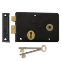UNION 1439 3 Lever Double Handed Rimlock - 152mm BLK RH Boxed