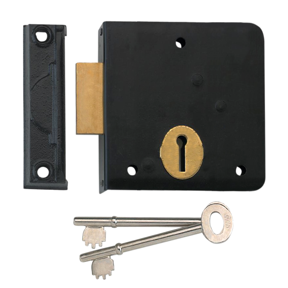 UNION 1139 3 Lever Rim Deadlock - 102mm BLK RH