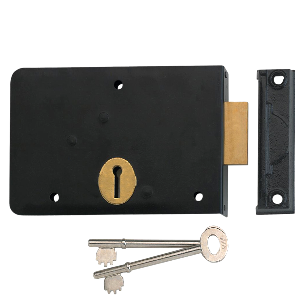 UNION 1139 3 Lever Rim Deadlock - 152mm BLK LH