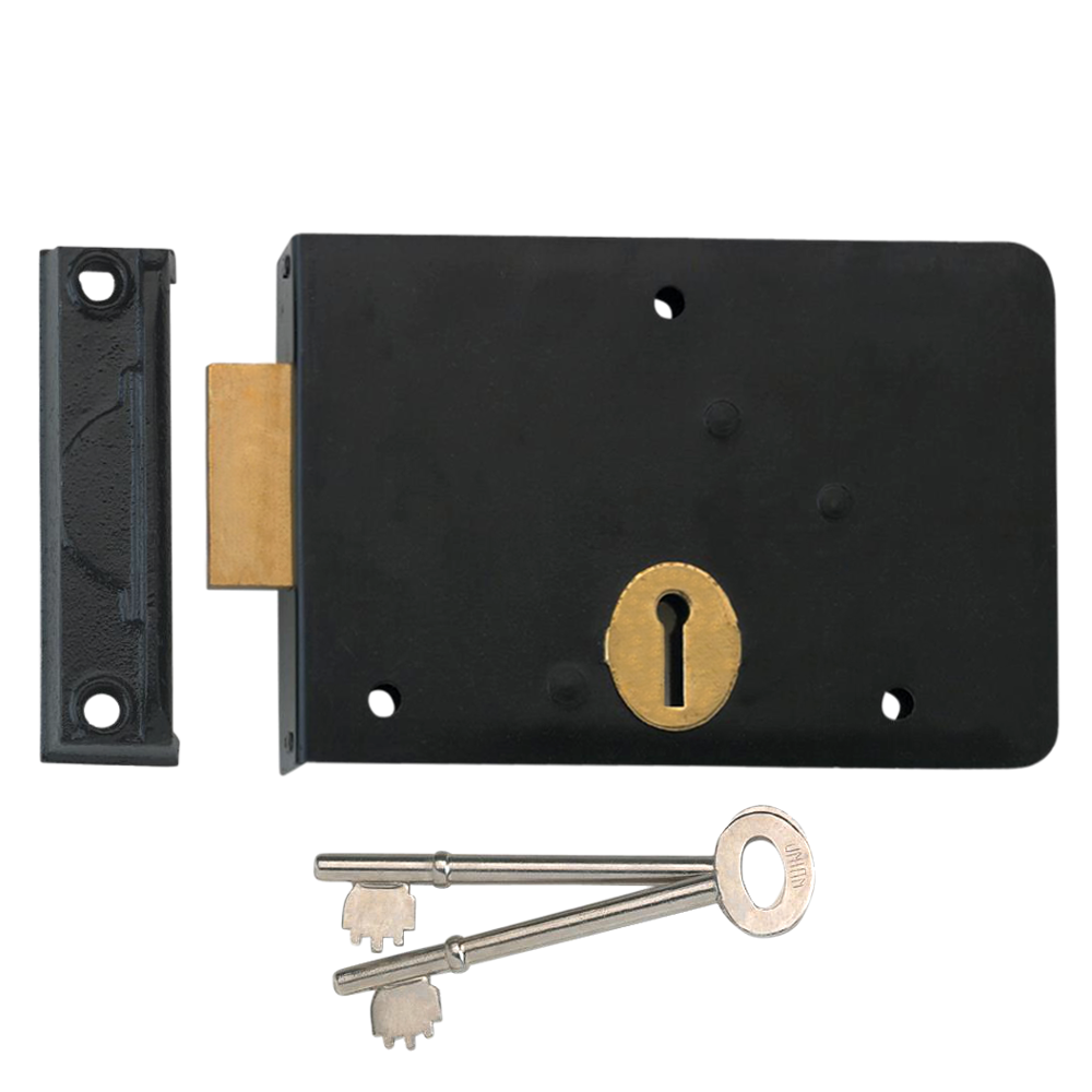 UNION 1139 3 Lever Rim Deadlock - 152mm BLK RH