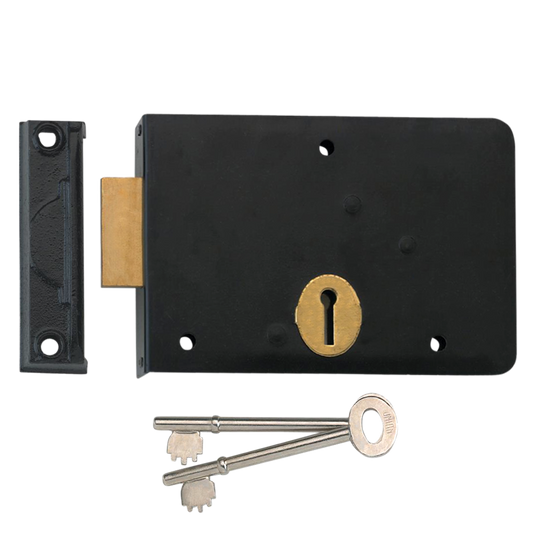 UNION 1139 3 Lever Rim Deadlock - 152mm BLK RH