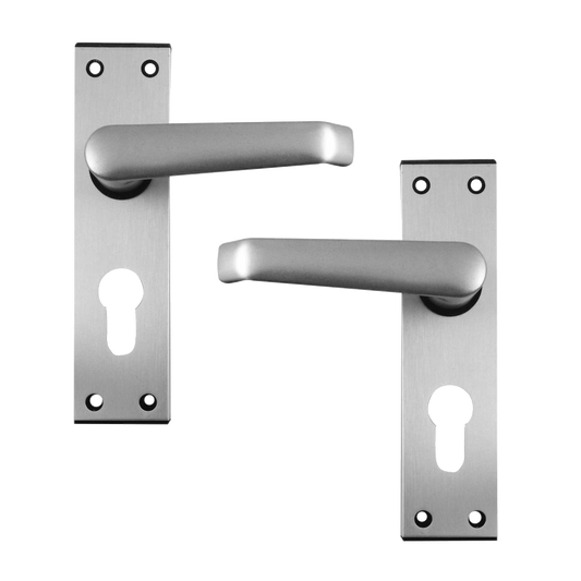 UNION 366 Ambassador Plate Mounted Lever Furniture Formerly Wellington - Anodised Silver Euro Lever Lock