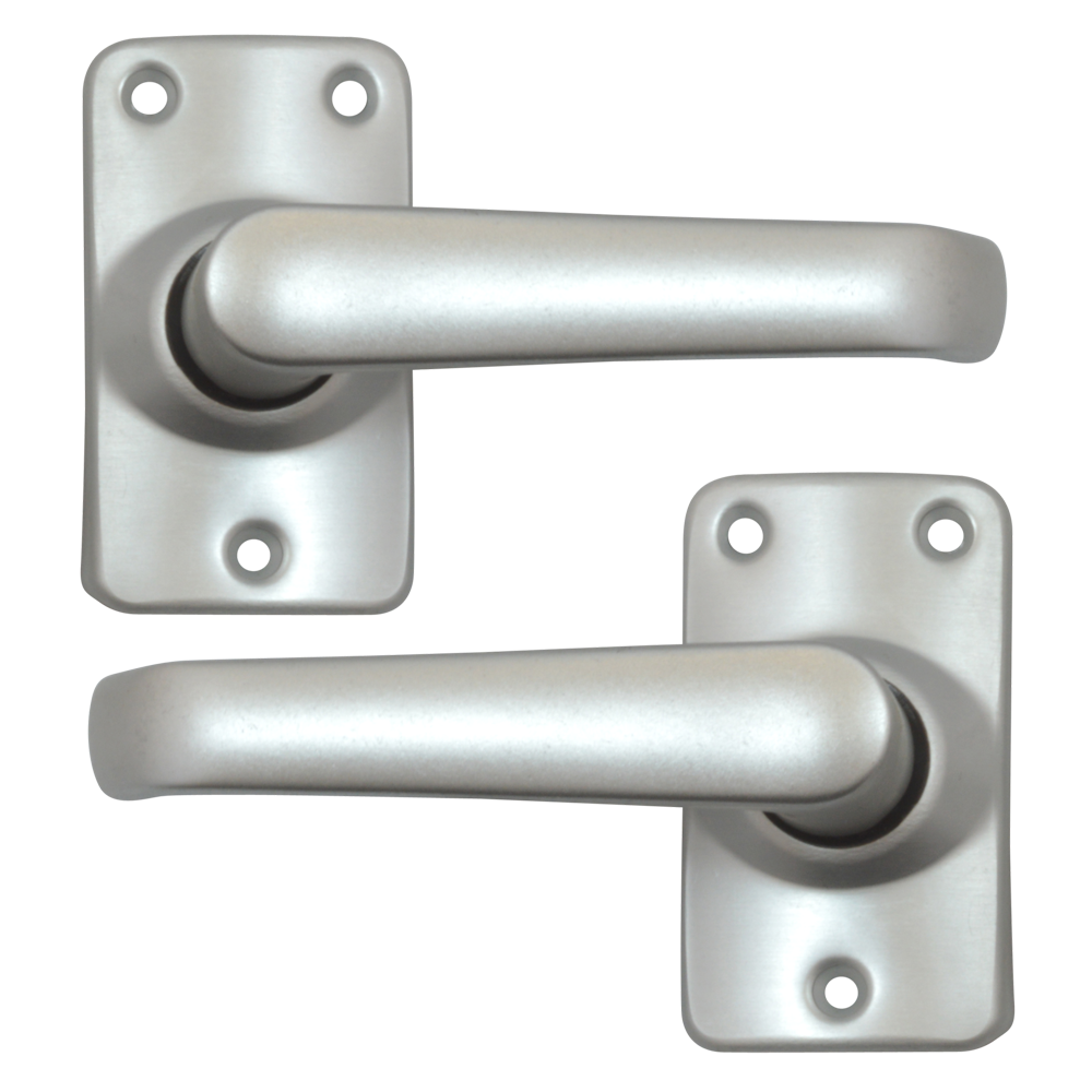 UNION 680 Martin Plate Mounted Lever Furniture - Anodised Silver Short Lever Latch