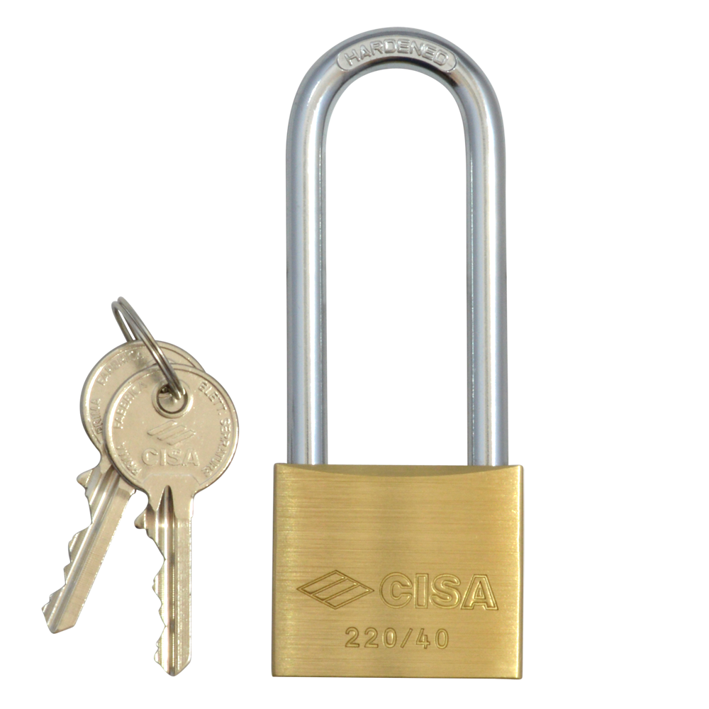 CISA 22011 KD Long Shackle Brass Padlock - 41mm KD Boxed