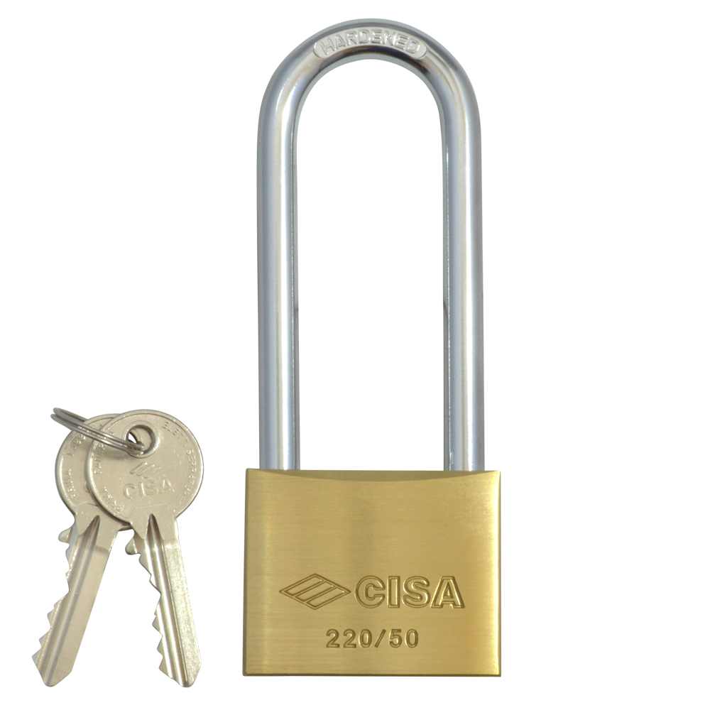 CISA 22011 KD Long Shackle Brass Padlock - 50mm KD Boxed
