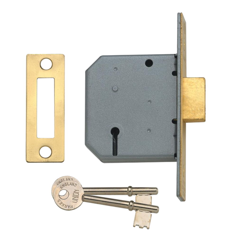 UNION 2177 3 Lever Deadlock - 64mm PB KD Boxed