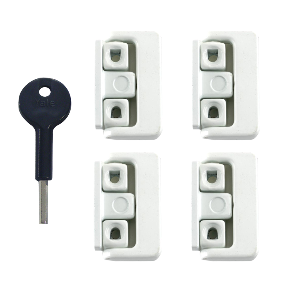 YALE 8K101 Window Swing Lock - WH 4 Locks + 1 Key Visi